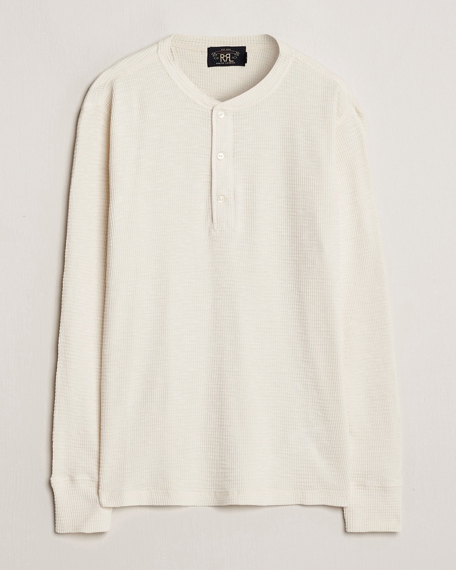 RRL Long Sleeve Henley Paper White – Wit