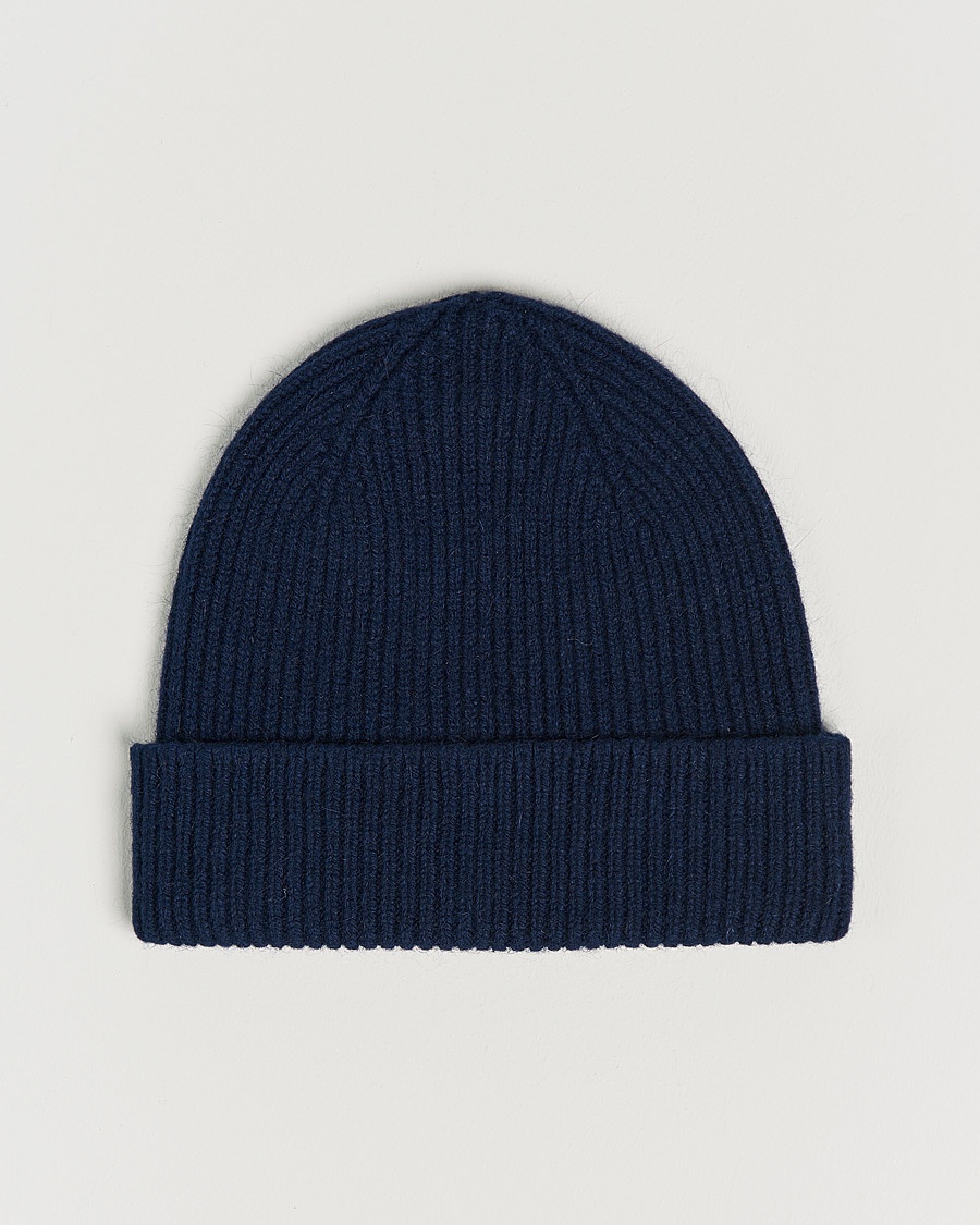 Le Bonnet Lambswool/Caregora Beanie Midnight – Blauw