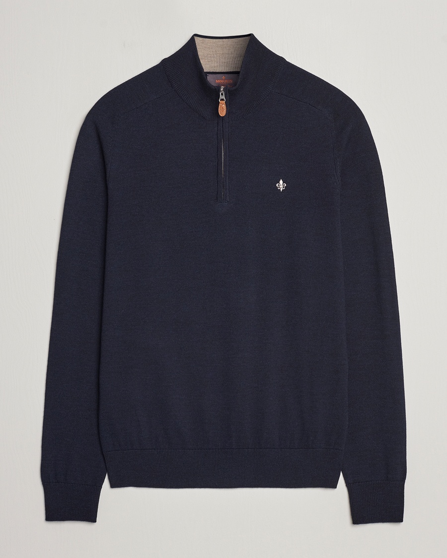 Morris John Merino Half Zip Navy – Blauw