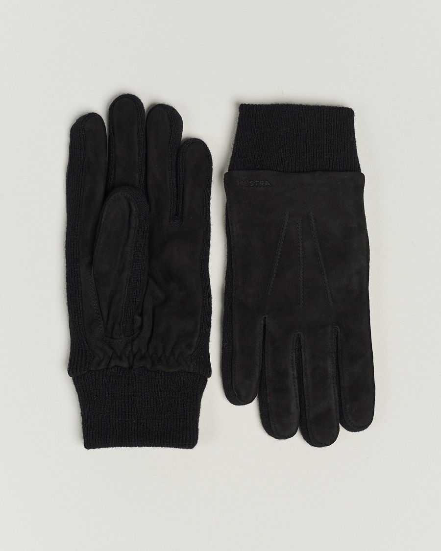 Hestra Geoffery Suede Wool Tricot Glove Black – Zwart
