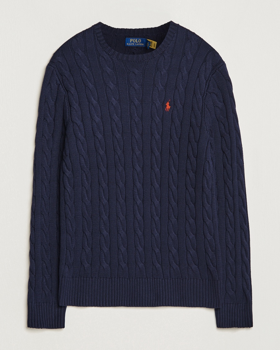 Polo Ralph Lauren Cotton Cable Pullover Hunter Navy – Blauw