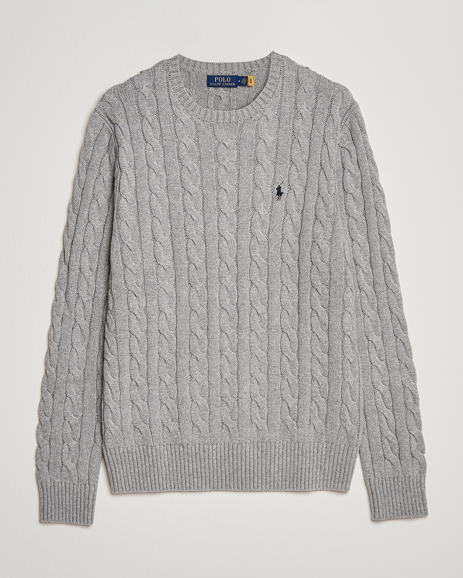 Polo Ralph Lauren Cotton Cable Pullover Fawn Grey Heather – Grijs