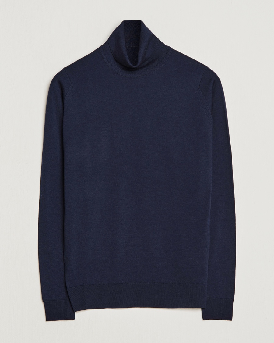 John Smedley Cherwell Extra Fine Merino Rollneck Midnight – Blauw