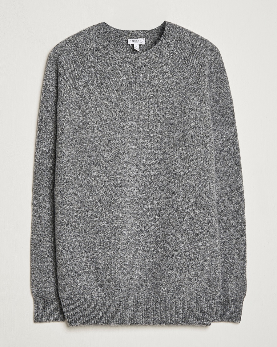 Sunspel Lambswool Crew Neck Grey Melange – Grijs