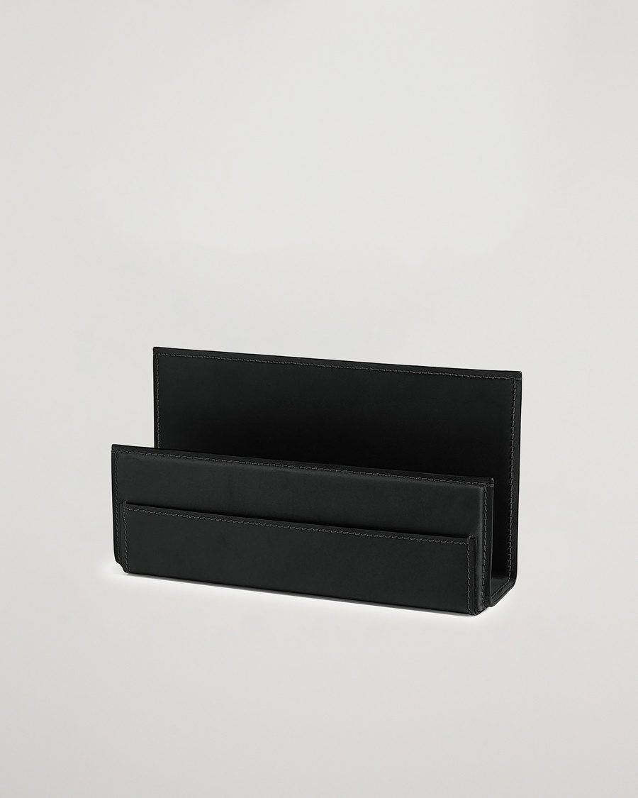 Ralph Lauren Home Brennan Leather Letter Rack Black – Zwart