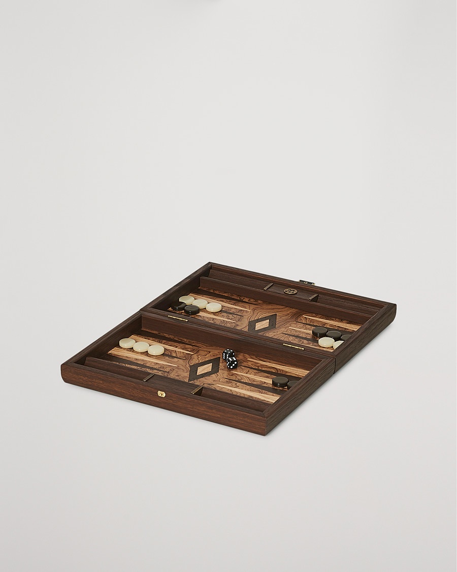 Heren | Student | Manopoulos | Walnut Burl Small Backgammon With Side Racks