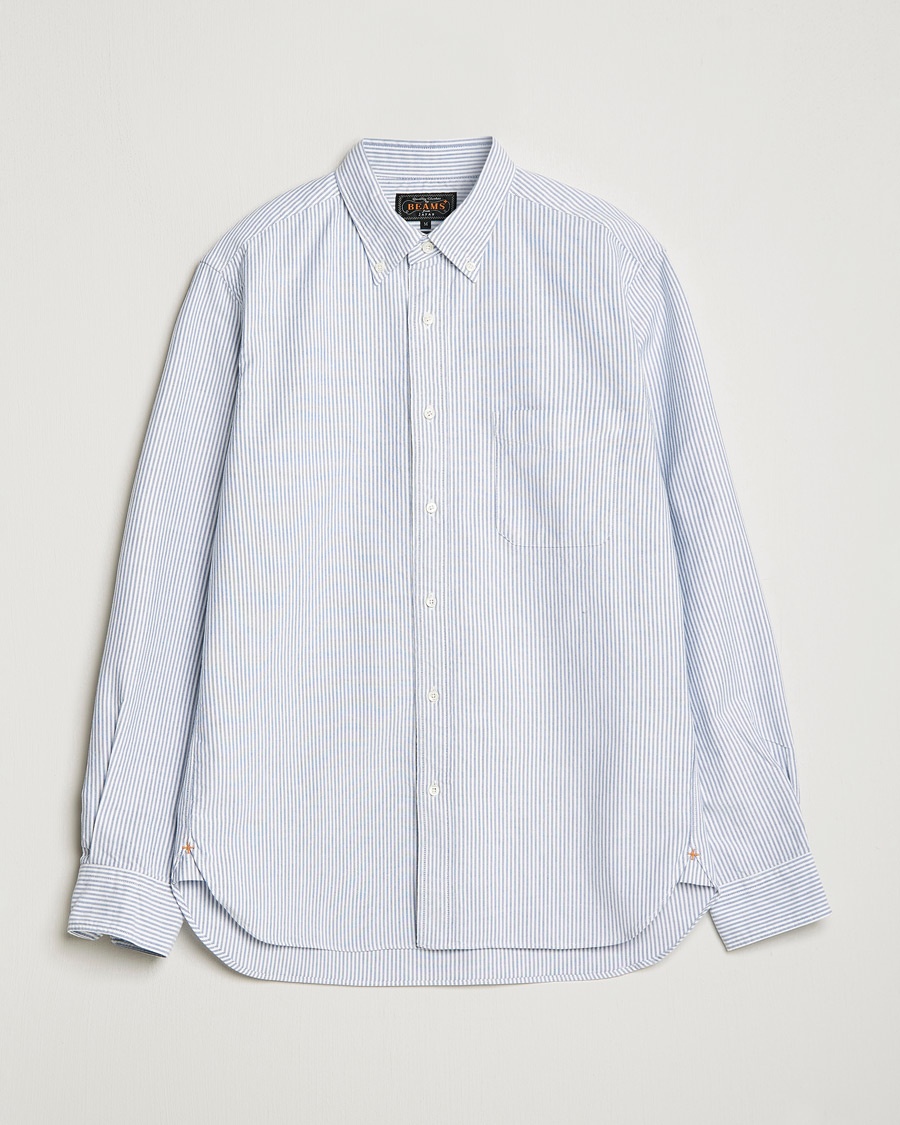 BEAMS PLUS Oxford Button Down Shirt Blue Stripe – Blauw