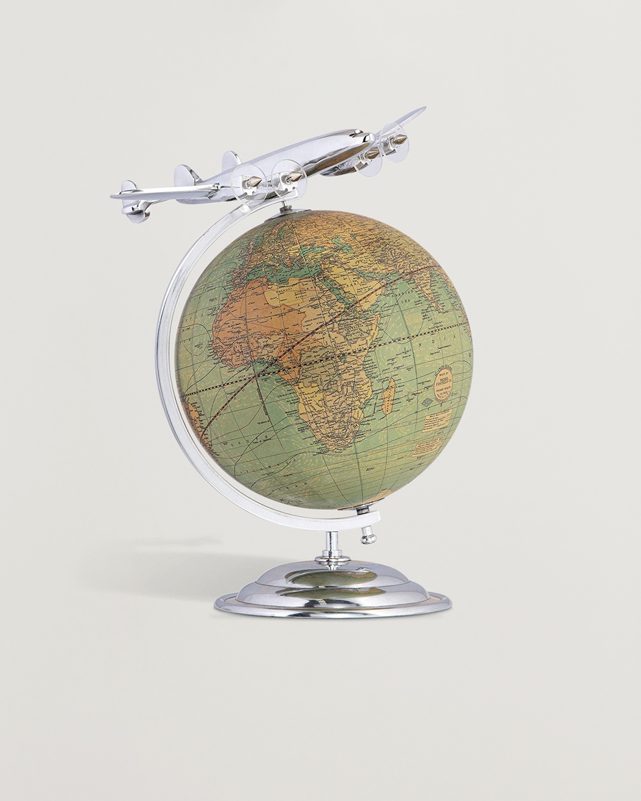 Authentic Models On Top Of The World Globe and Plane Silver – Zilver