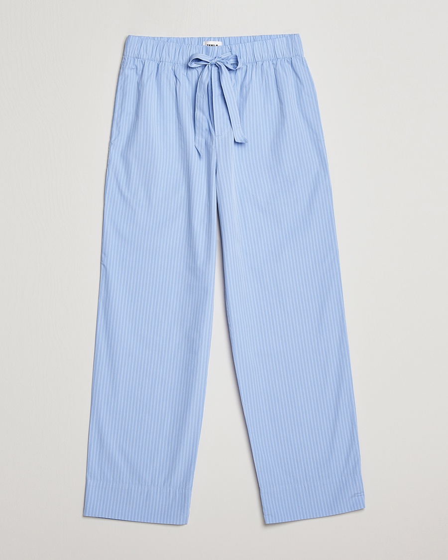 Tekla Poplin Pyjama Pants Pin Stripes – Blauw
