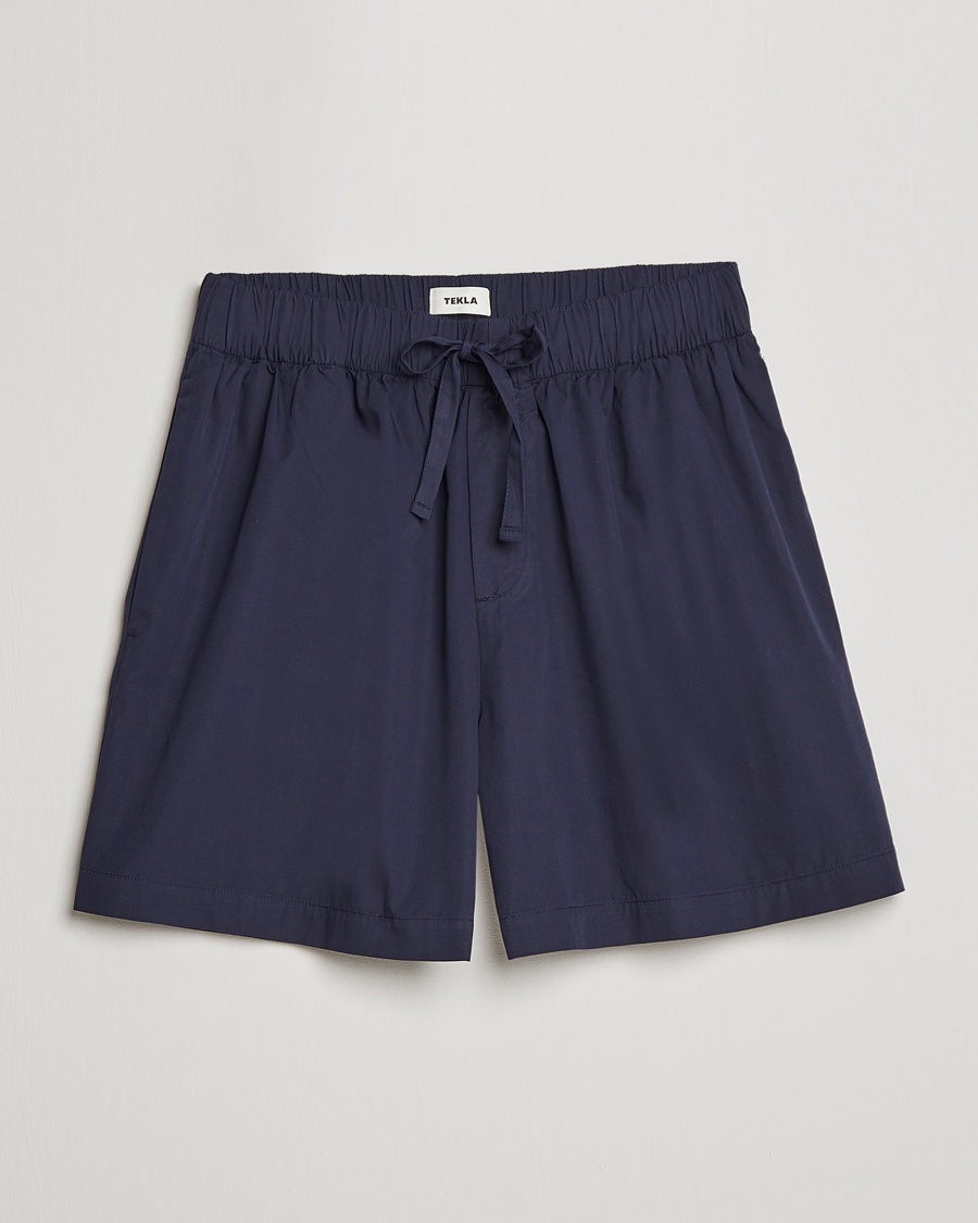 Tekla Poplin Pyjama Shorts True Navy – Blauw