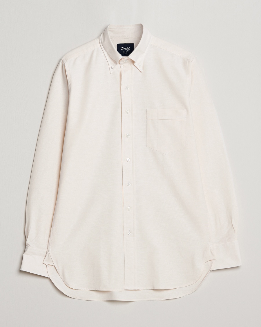 Drake's Button Down Oxford Shirt Cream – Beige
