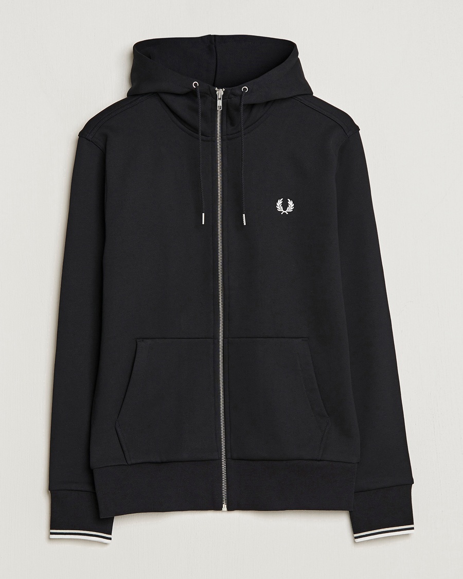 Fred Perry Full Zip Hooded Sweatshirt Black – Zwart