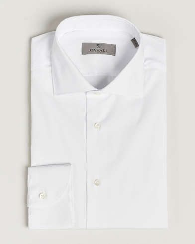 Heren | Overhemden | Canali | Slim Fit Cotton/Stretch Shirt White