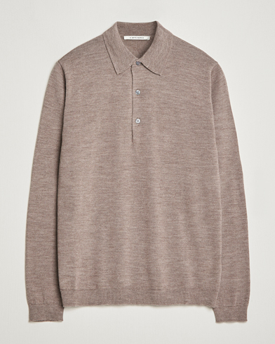 Heren | Cadeaus | A Day's March | Ambroz Merino Polo Taupe Melange