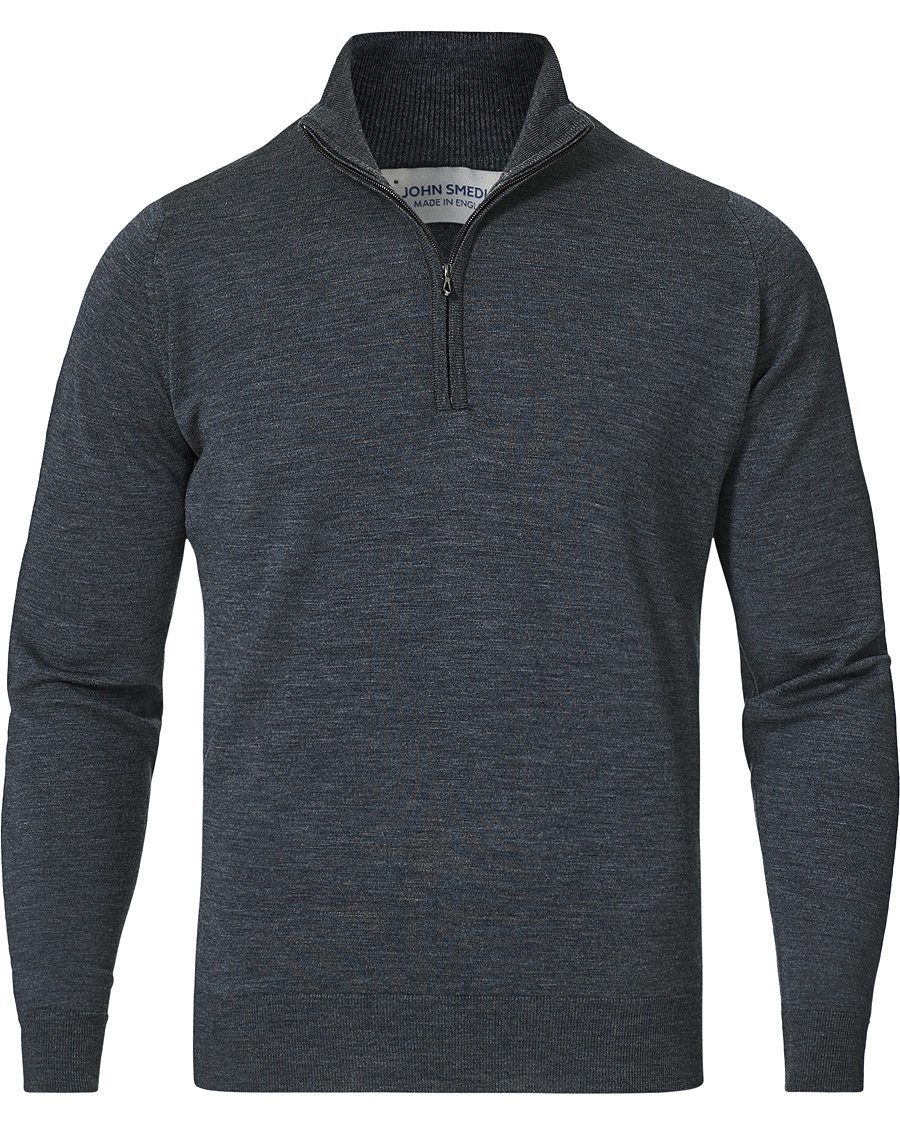 John Smedley Barrow Extra Fine Merino Half Zip Charcoal – Grijs