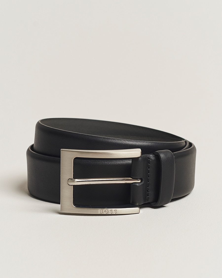 BOSS BLACK Barnabie Leather Belt 3,5 cm Black – Zwart