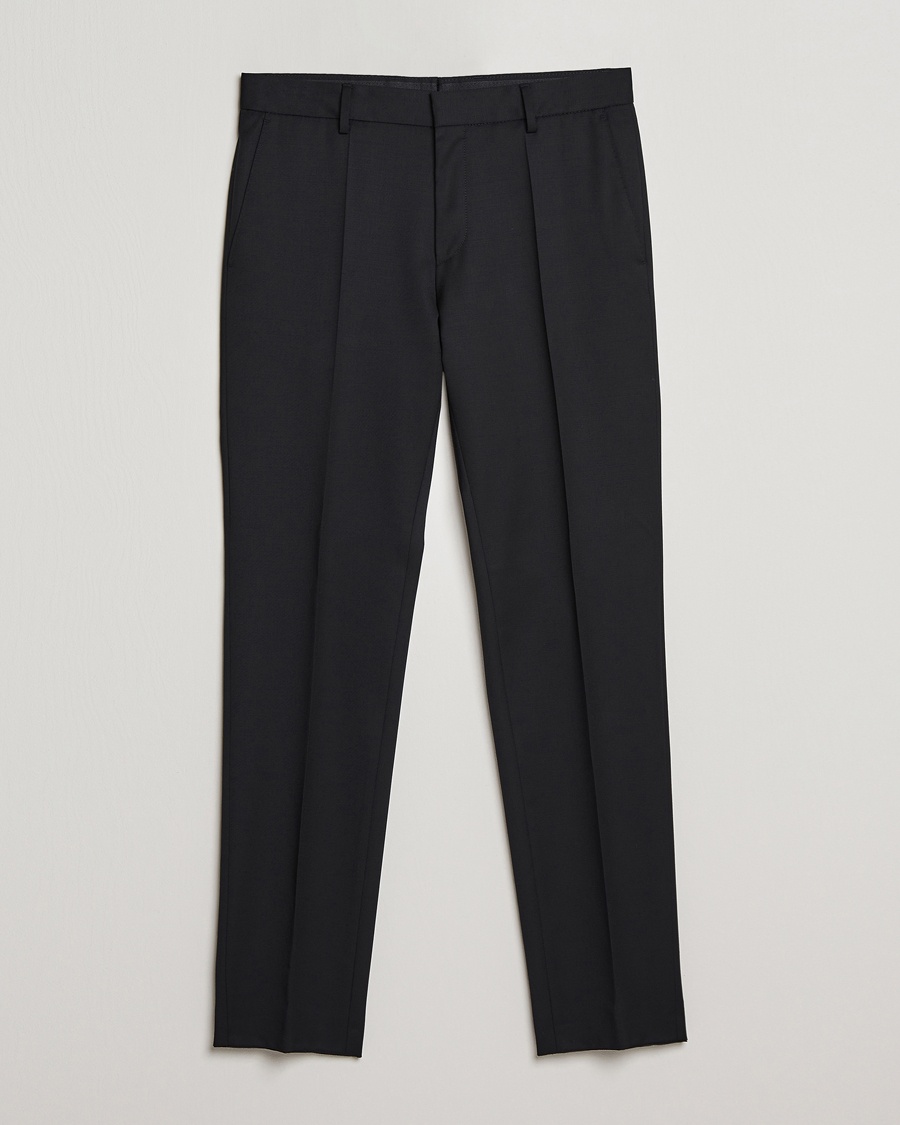 BOSS BLACK Genius Slim Fit Wool Trousers Black – Zwart