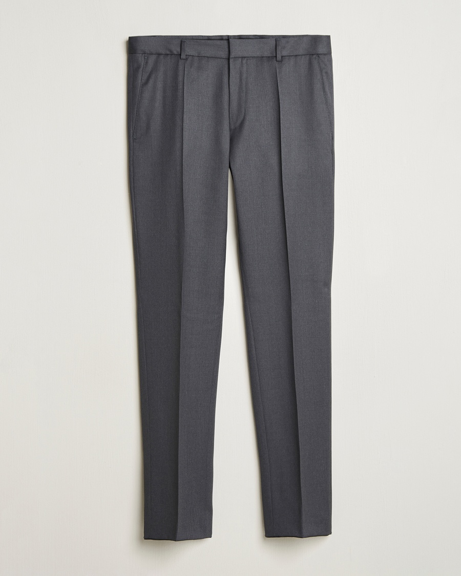 BOSS BLACK Genius Slim Fit Wool Trousers Dark Grey – Grijs