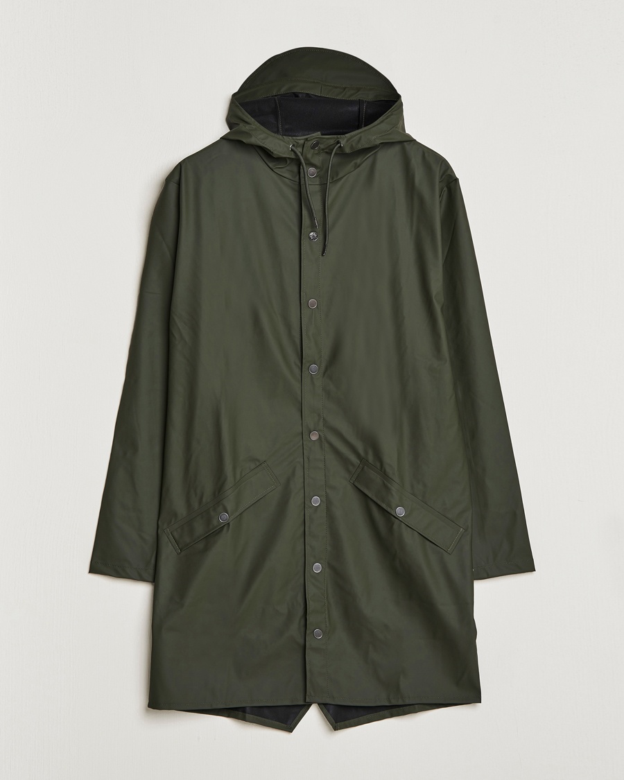 RAINS Long Jacket Green – Groen