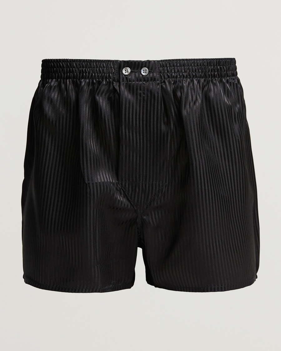 Derek Rose Classic Fit Silk Boxer Shorts Black – Zwart