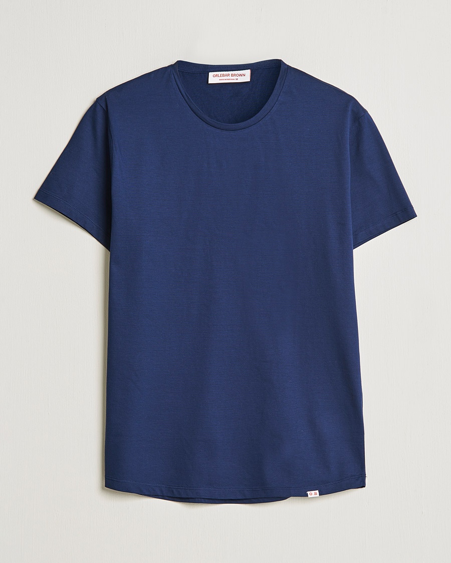 Orlebar Brown OB Crew Neck Mercerised Cotton Tee Navy – Blauw
