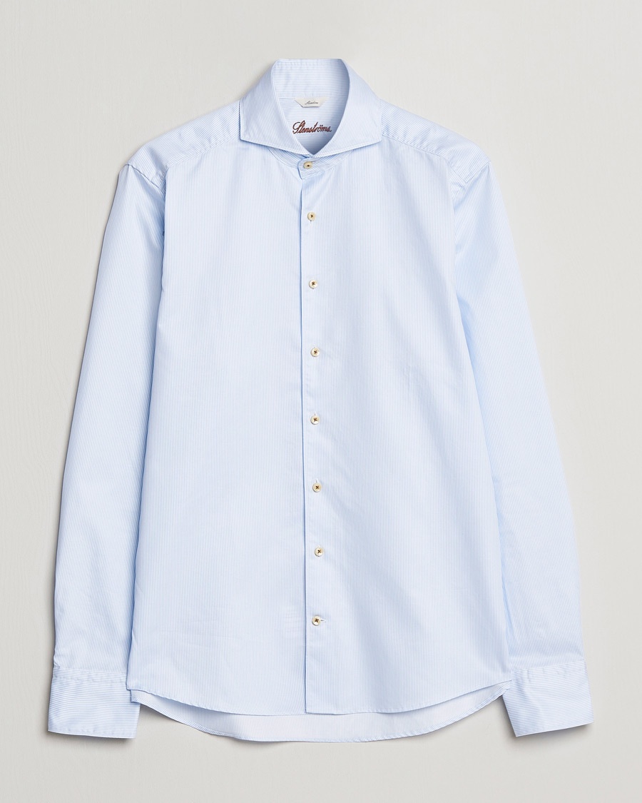 Stenströms Slimline Pinstriped Casual Shirt Light Blue – Blauw