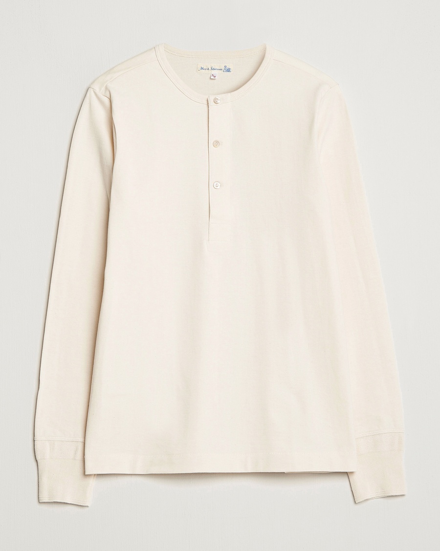 Heren | | Merz b. Schwanen | Classic Organic Cotton Henley Sweater Nature