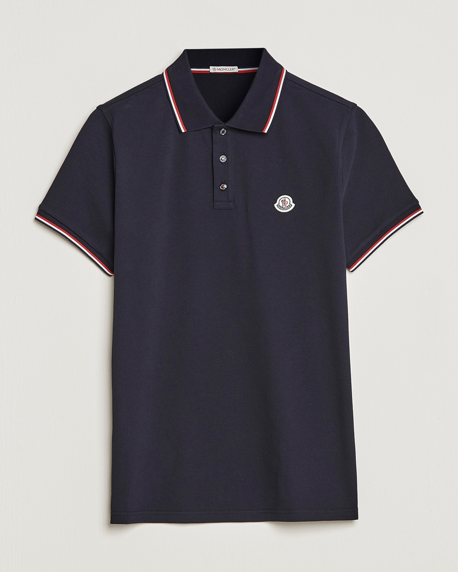 Moncler Contrast Rib Polo Navy – Blauw