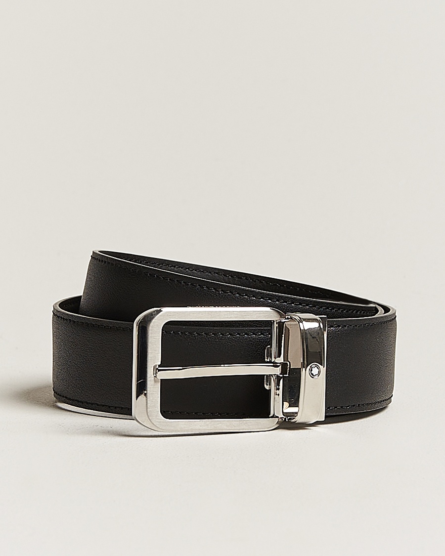 Montblanc Black 35 mm Leather belt Black – Zwart