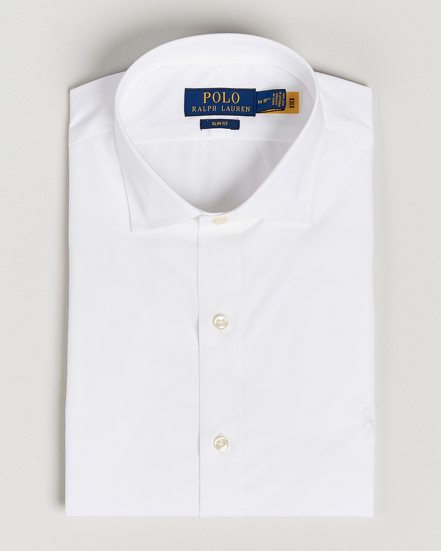 Polo Ralph Lauren Slim Fit Poplin Cut Away Dress Shirt White – Wit