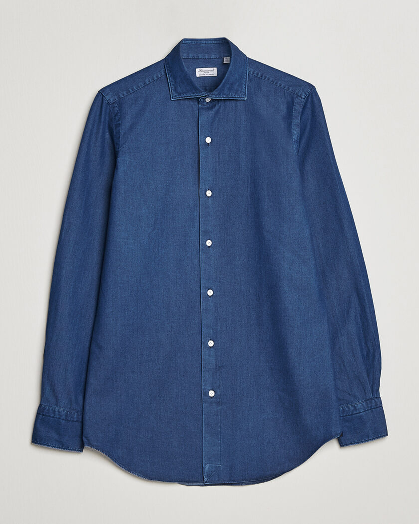 Finamore Napoli Milano Slim Denim Shirt Dark Indigo – Blauw
