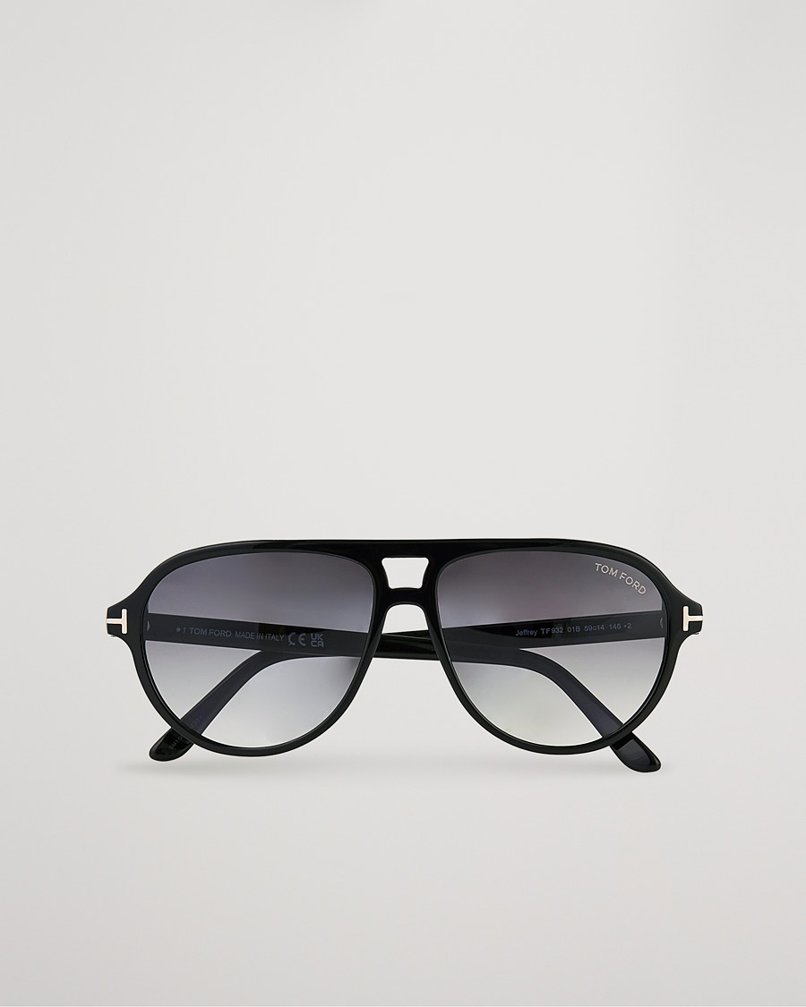 Tom Ford Jeffrey Sunglasses Shiny Black/Gradient Smoke – Zwart