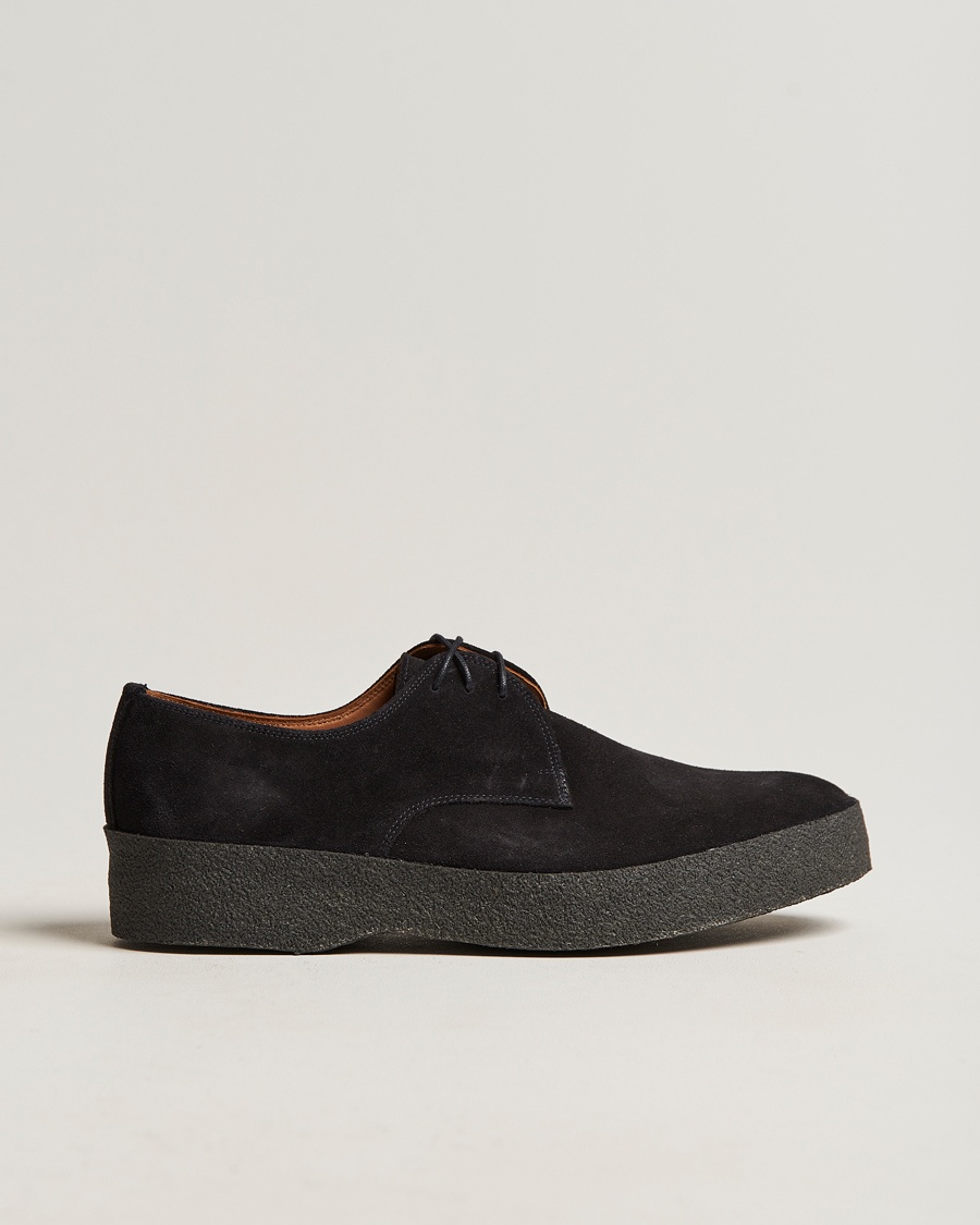 Sanders Gibson Lo Top Derby Black Suede – Zwart