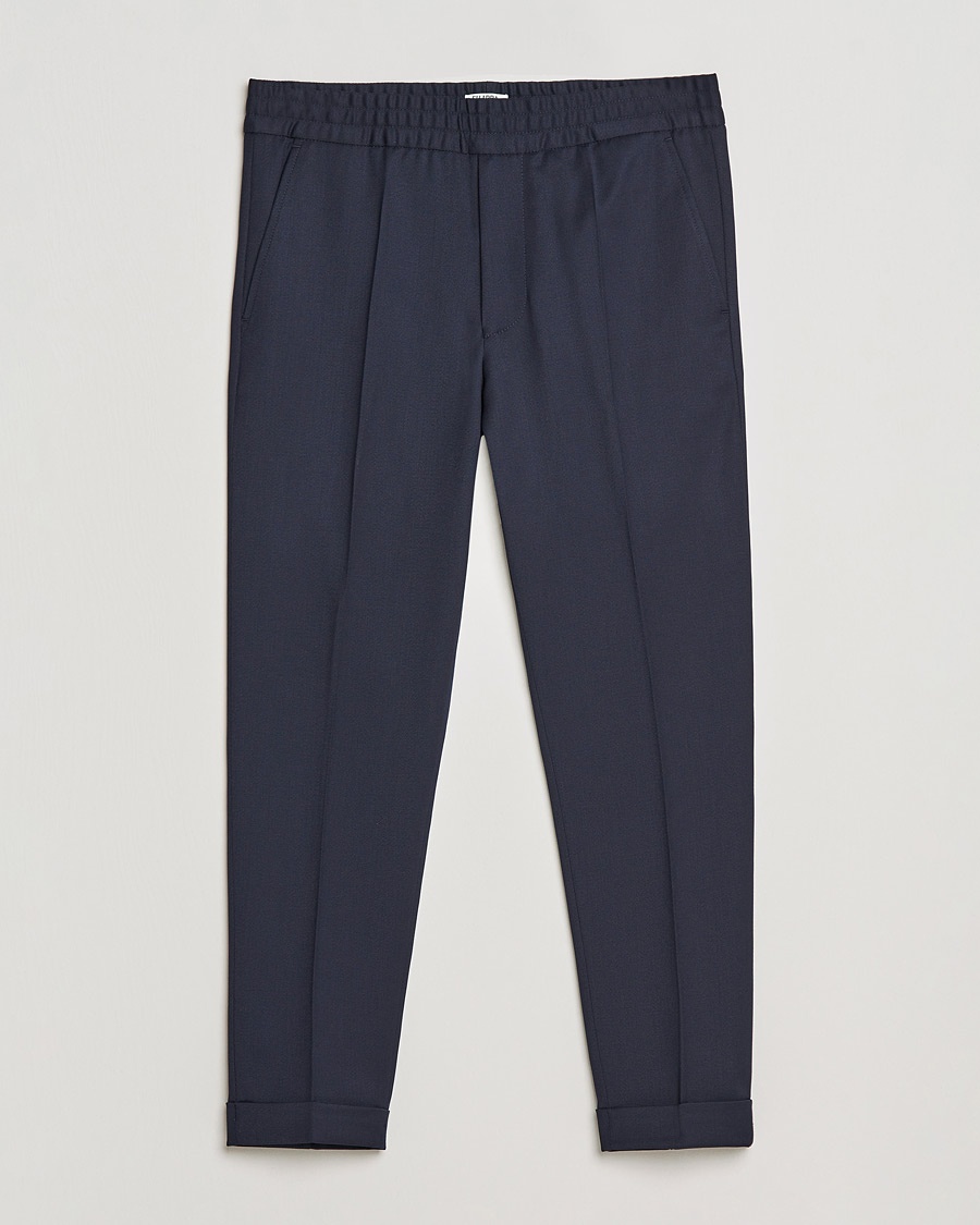Filippa K Terry Gabardine Cropped Turn Up Trousers Navy – Blauw