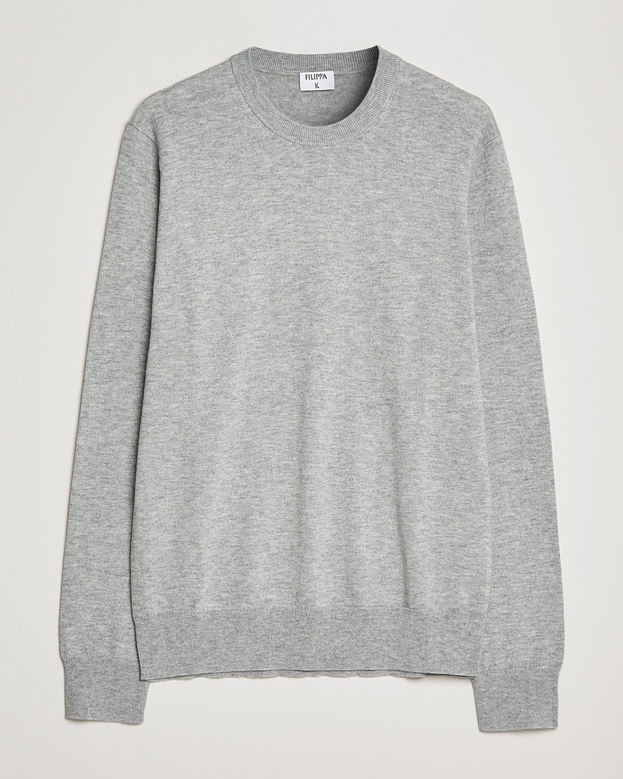 Filippa K Cotton Merino Basic Sweater Light Grey Melange – Grijs
