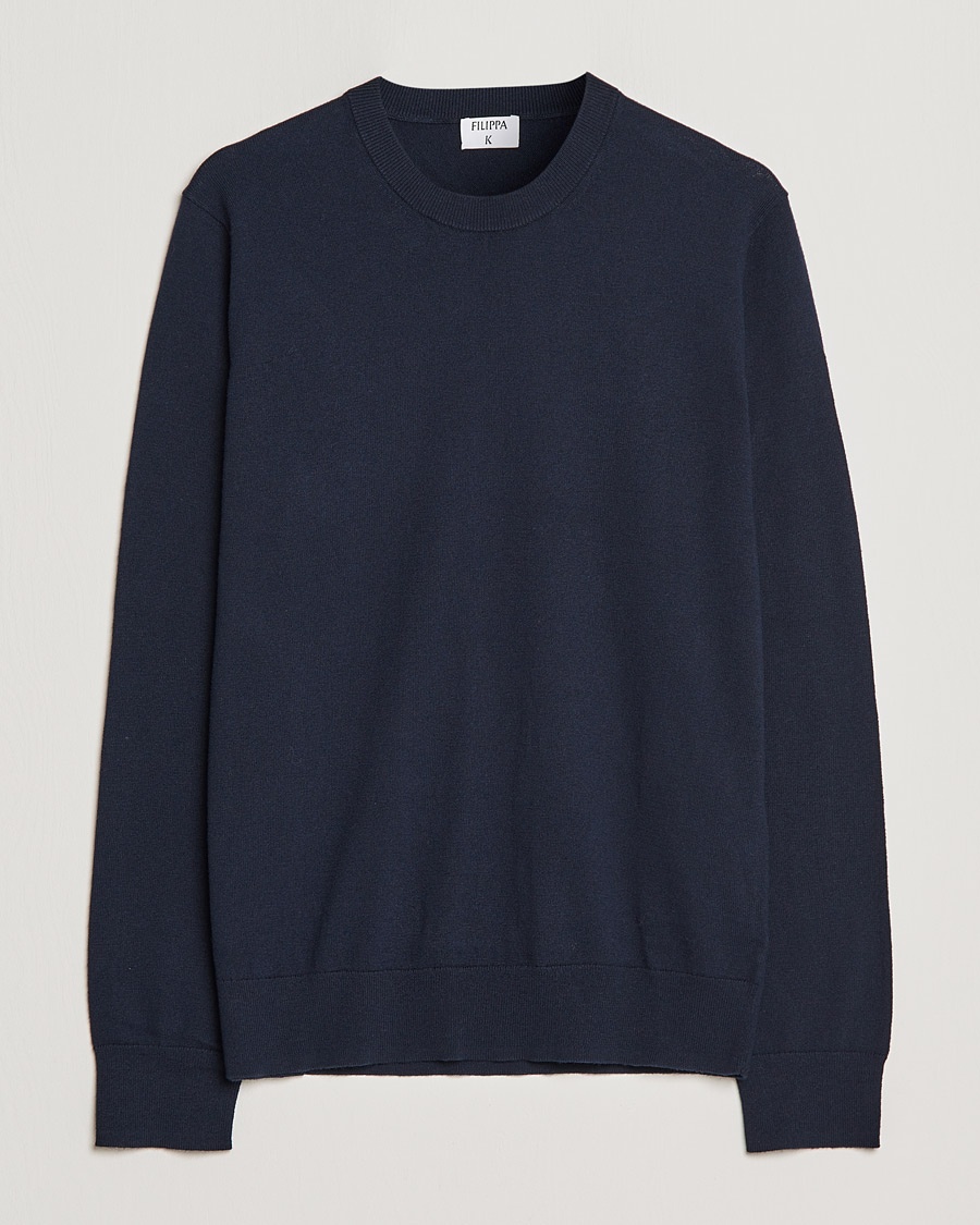 Filippa K Cotton Merino Basic Sweater Navy – Blauw