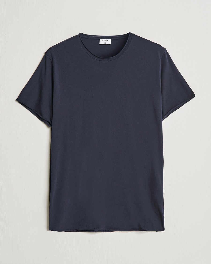 Filippa K Roll Neck Crew Neck Tee Navy – Blauw