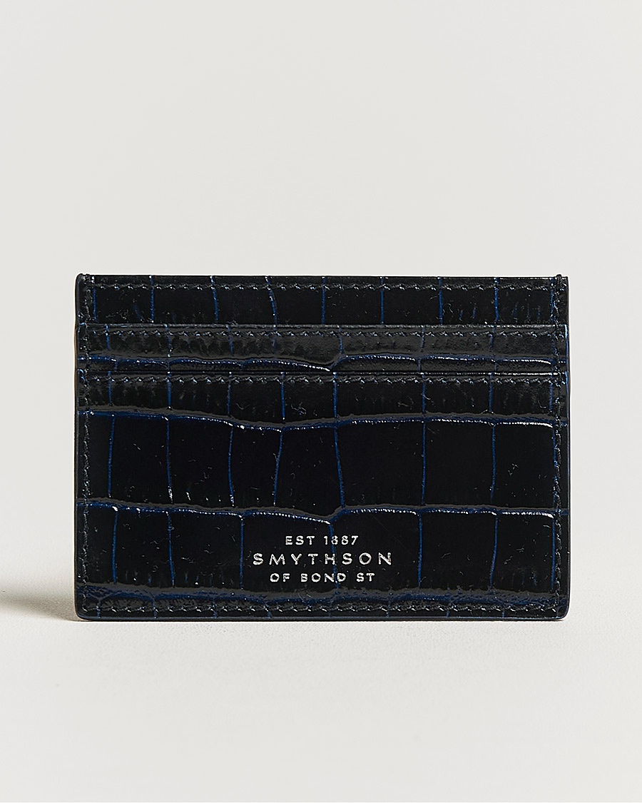 Smythson Mara Flat Cardholder Navy – Blauw