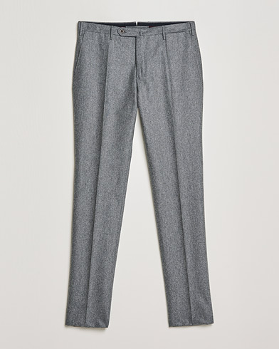 Incotex Slim Fit Carded Flannel Trousers Grey Melange