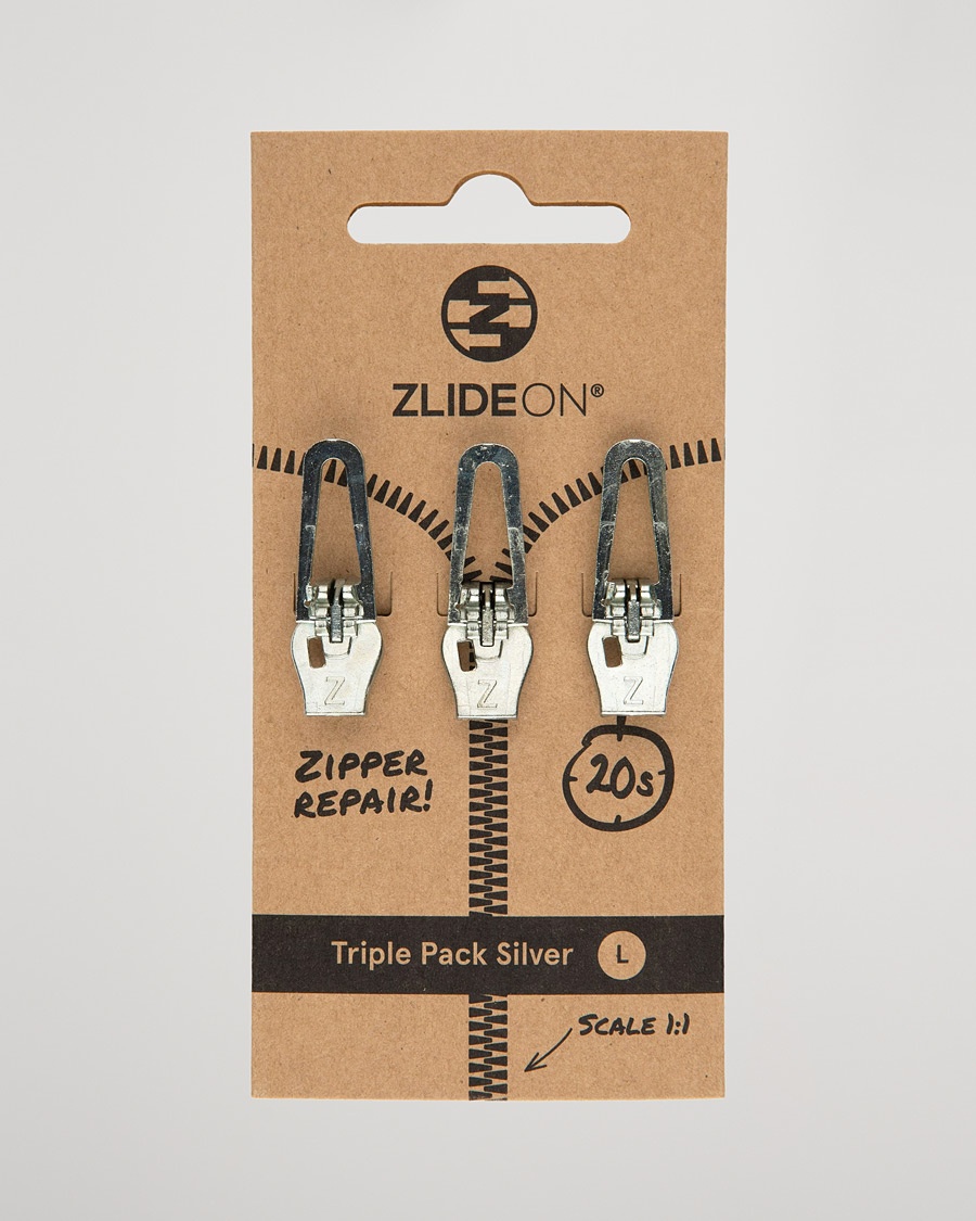 ZlideOn 3-Pack Zippers Silver L – Zilver