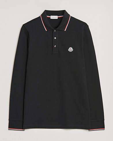 Heren |  | Moncler | Contrast Rib Long Sleeve Polo Black