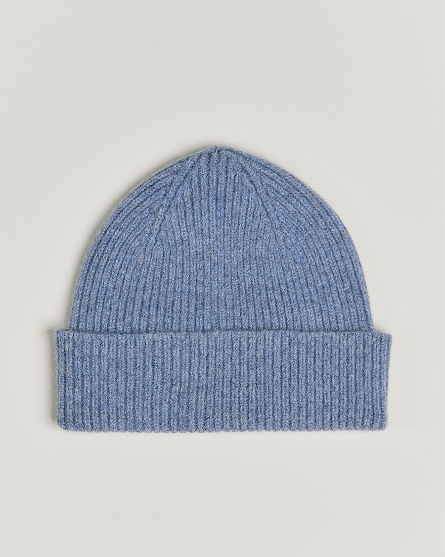 Le Bonnet Lambswool/Caregora Beanie Washed Denim – Blauw