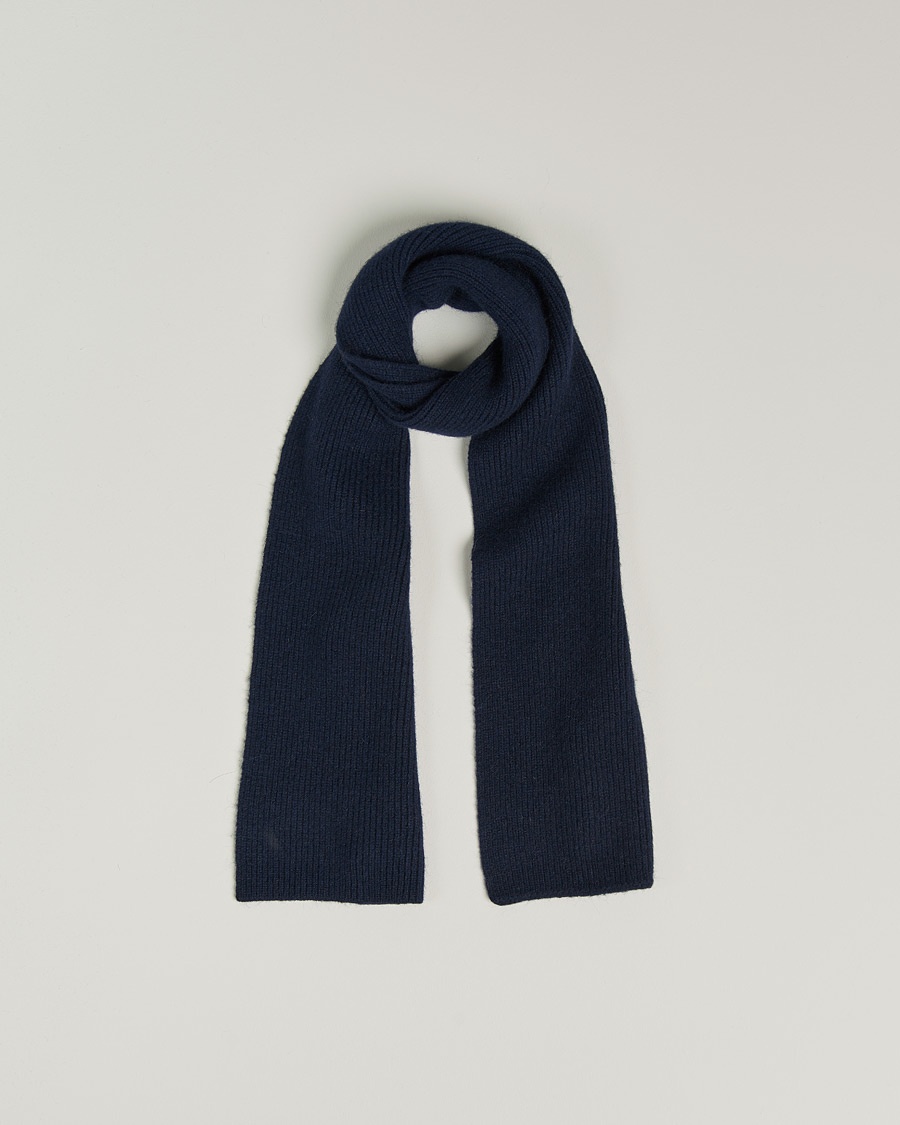 Le Bonnet Lambswool/Caregora Scarf Midnight – Blauw
