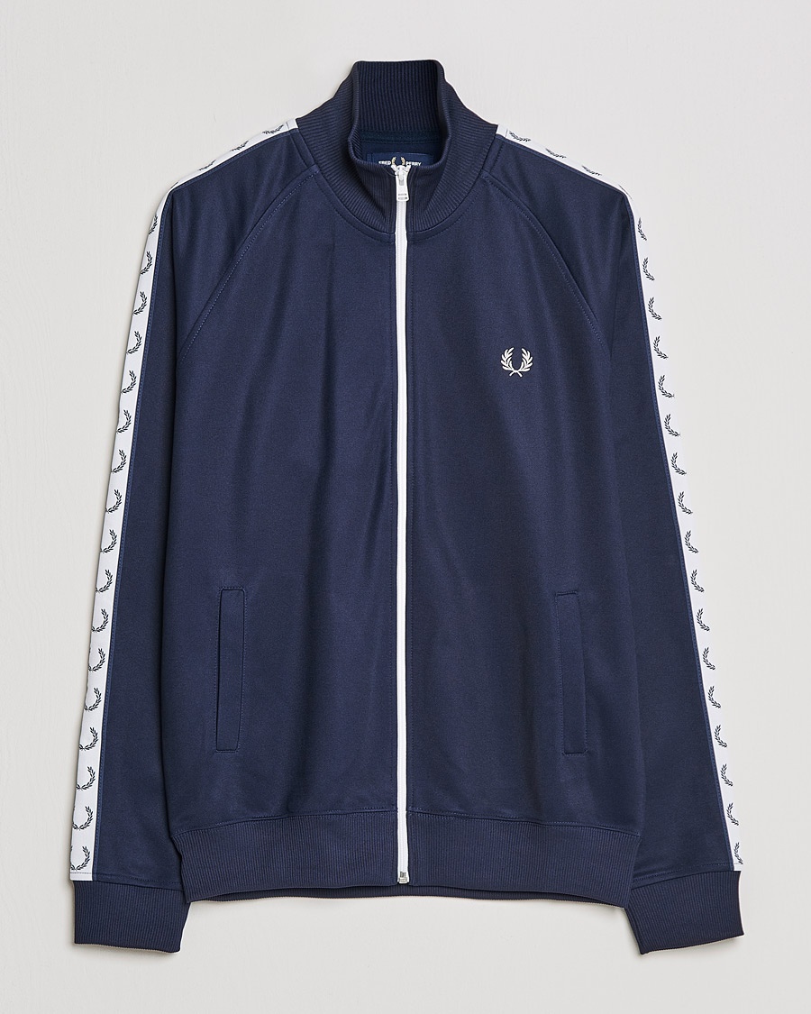 Fred Perry Taped Track Jacket Carbon blue – Blauw
