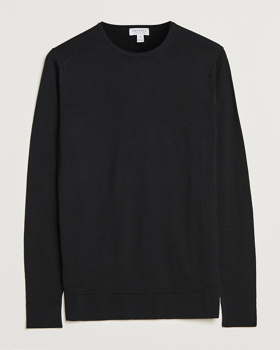 Sunspel Crew Neck Jumper Black – Zwart