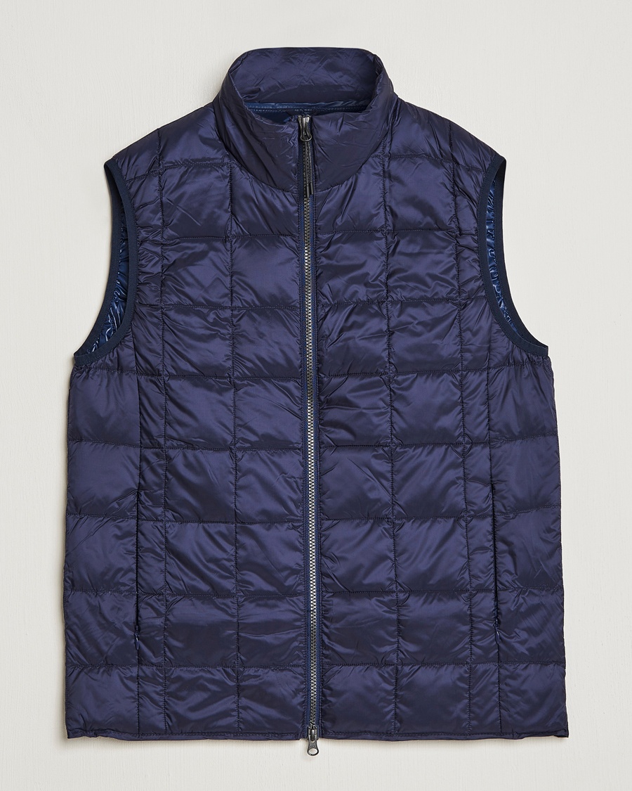Heren | TAION | TAION High Neck Full Zip Lightweight Down Vest Navy