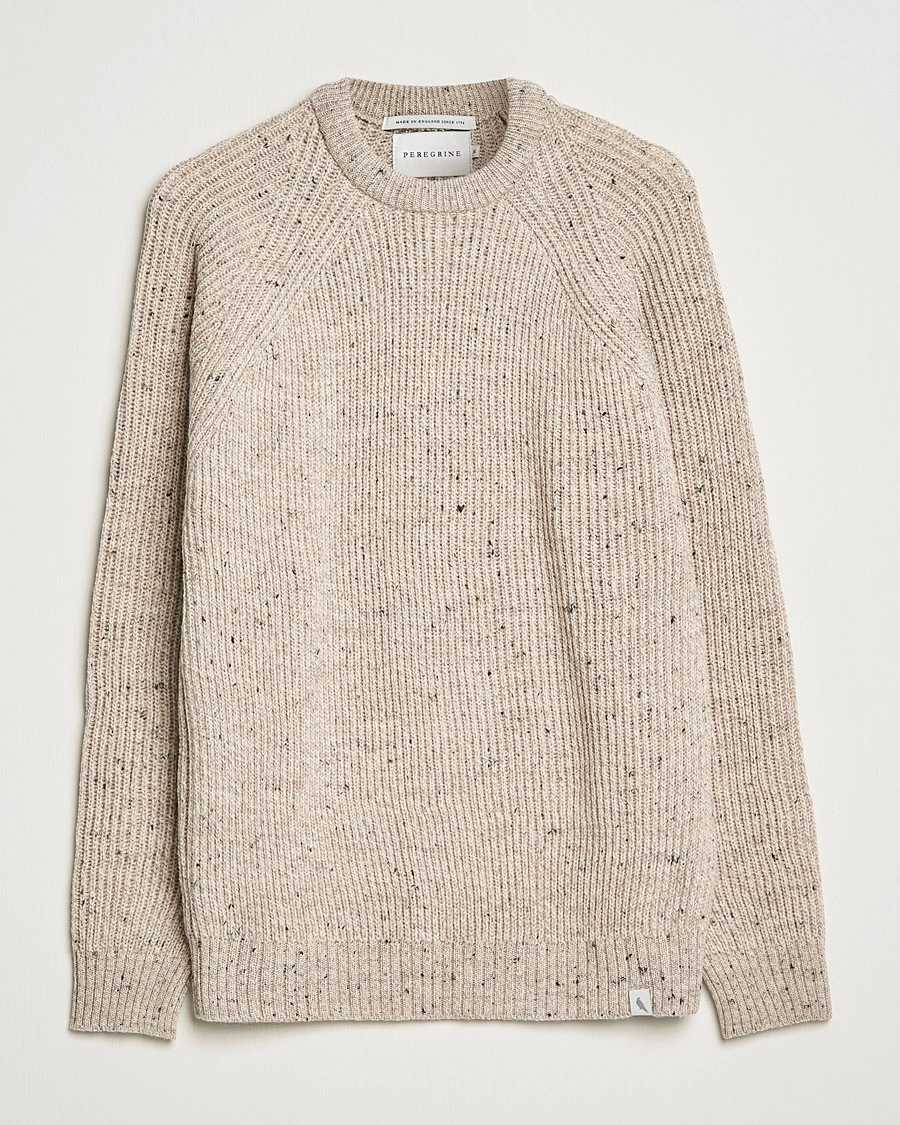 Heren | Peregrine | Peregrine Ford Knitted Wool Jumper Oatmeal