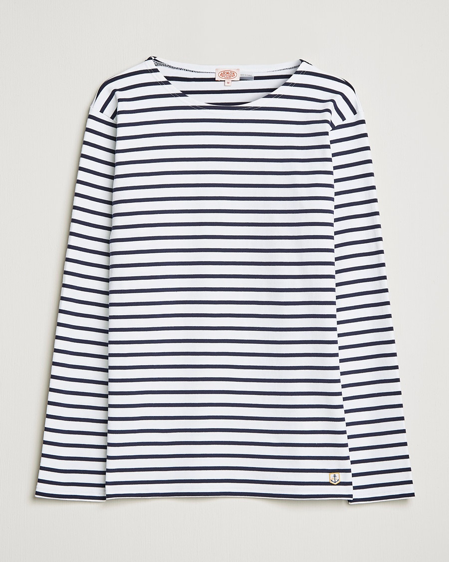 Armor-lux Houat Héritage Stripe Long Sleeve T-Shirt White/Navy – Blauw