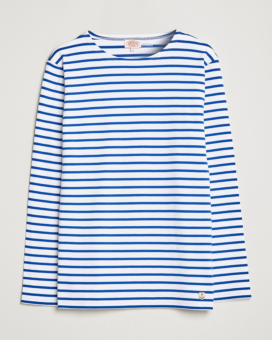 Armor-lux Houat Héritage Stripe Long Sleeve T-Shirt White/Blue – Blauw
