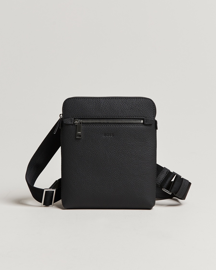 BOSS BLACK Crosstown Leather Bag Black – Zwart